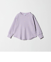 ハート総柄 ワッフル ロングスリーブTシャツ / キッズ  100cmー160cm