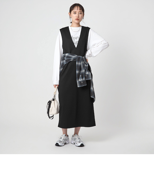 ディープ Vネック ジャンパースカート｜グリーンレーベル リラクシング