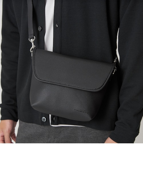 シボ レザーライク フラップ ショルダーバッグ｜グリーンレーベル