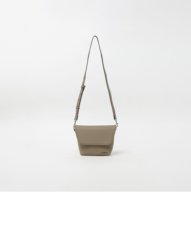 シボ レザーライク フラップ ショルダーバッグ