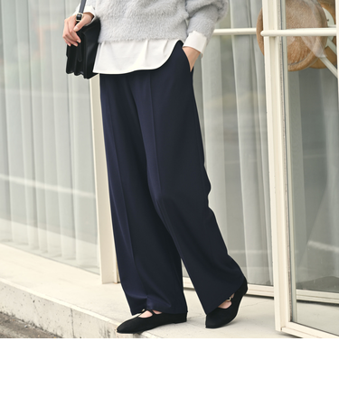 【WEB限定】<at ease>オルマイ ワイド パンツ マシンウォッシャブル ストレッチ 帯電防止
