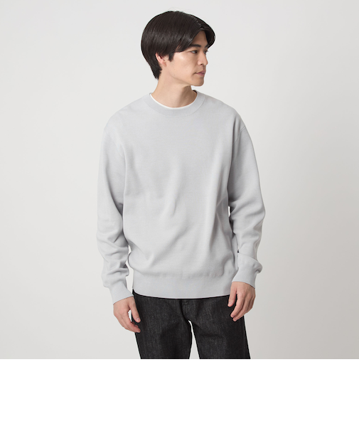 ポリエステル ウール ミラノリブ クルーネック ニット