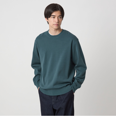 ポリエステル ウール ミラノリブ クルーネック ニット