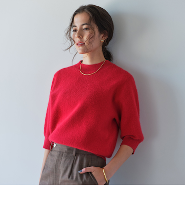 FOXブレンド ハーフスリーブ プルオーバー ニット