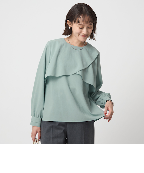 ケープ ロングスリーブ ブラウス