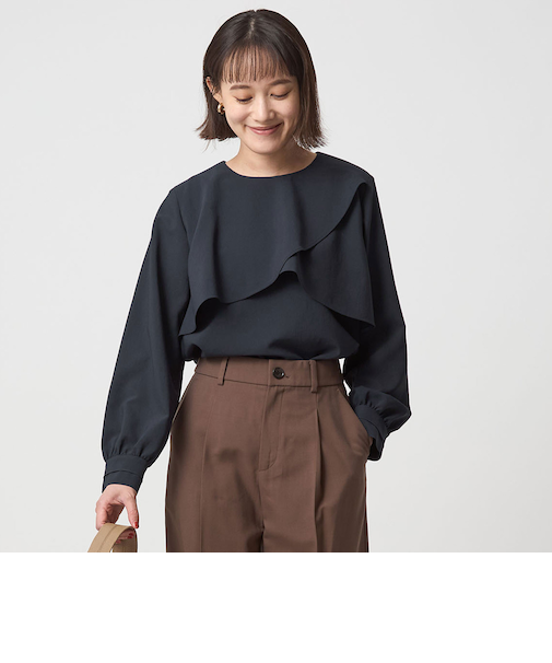 ケープ ロングスリーブ ブラウス