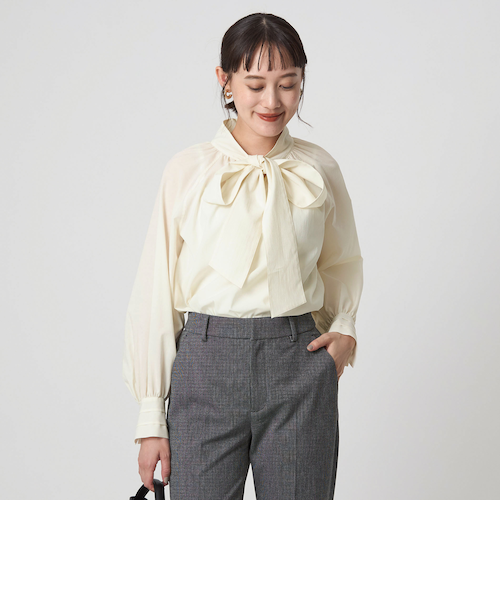 ボウタイ ギャザー ブラウス｜グリーンレーベル リラクシングの