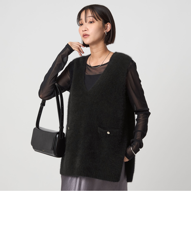 ヘアリー ニット ベスト