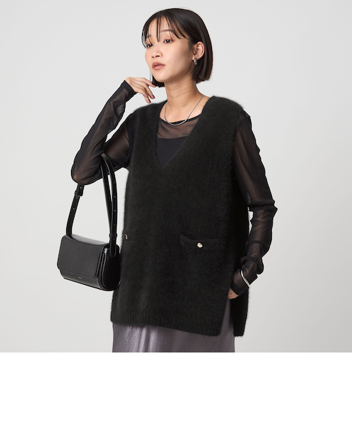 ヘアリー ニット ベスト