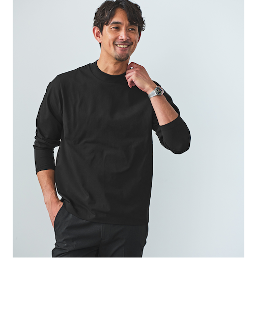 【WEB限定】JUST fit クリーン カノコ モックネック 長袖 Tシャツ -抗菌-
