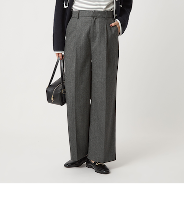 ［size SHORT/TALLあり］ホームスパン ストレート パンツ ストレッチ