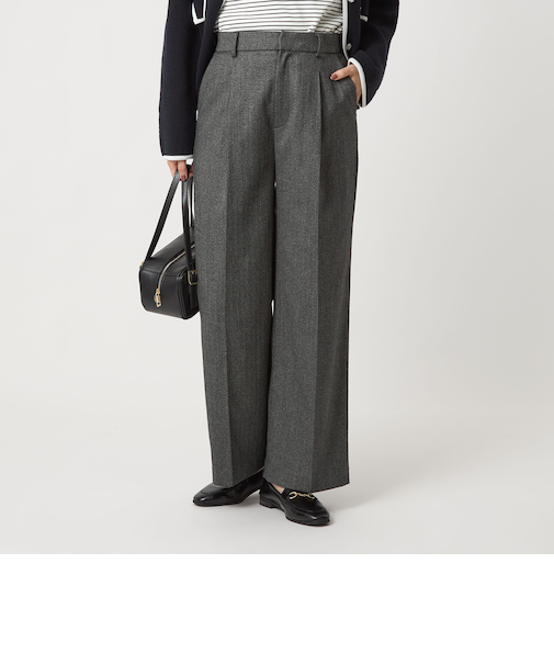 ［size SHORT/TALLあり］ホームスパン ストレート パンツ ストレッチ
