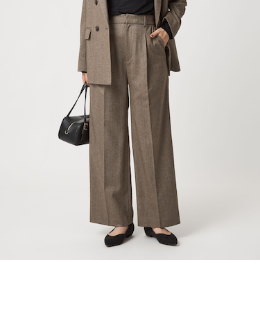 ［size SHORT/TALLあり］ホームスパン ストレート パンツ ストレッチ