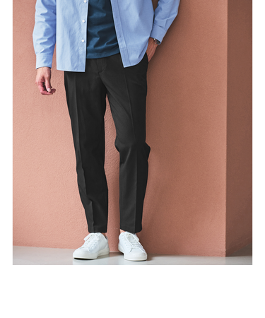 【WEB限定】JUST fit ウールライク 1プリーツ イージースラックス パンツ -ストレッチ-