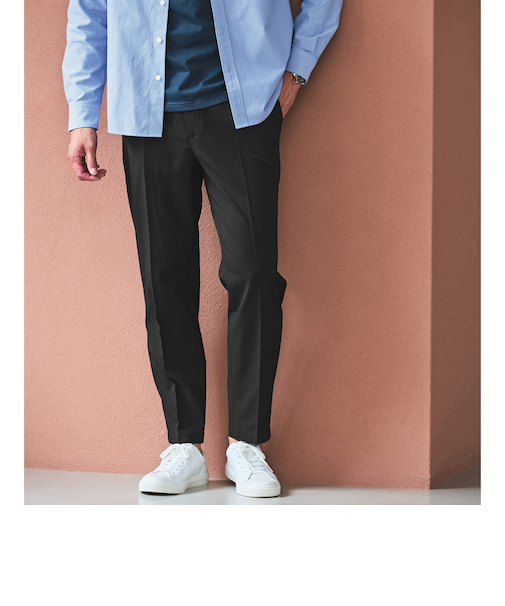 【WEB限定】JUST fit ウールライク 1プリーツ イージースラックス パンツ -ストレッチ-