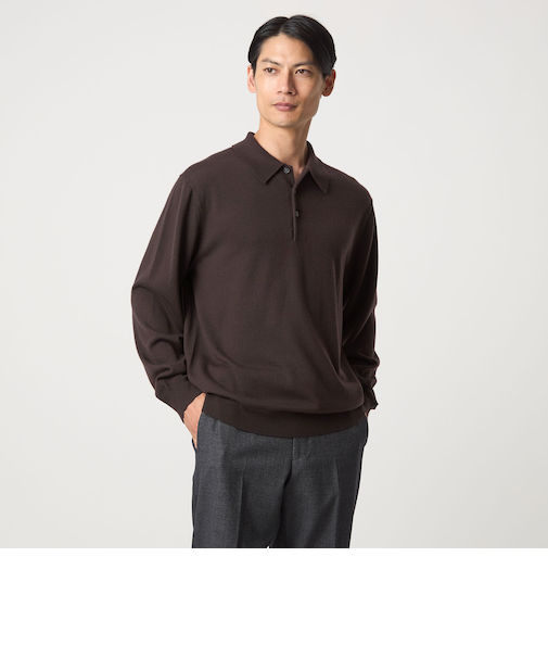 Super 120's ハイゲージ ニット ポロシャツ