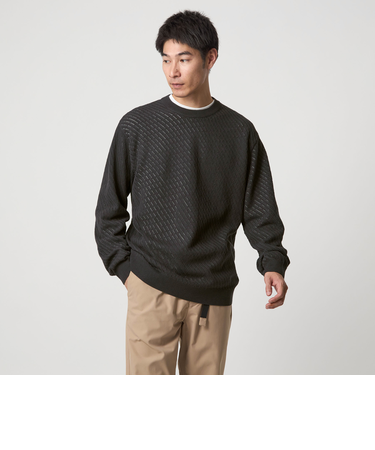 メッシュ レイヤード クルーネック ニット