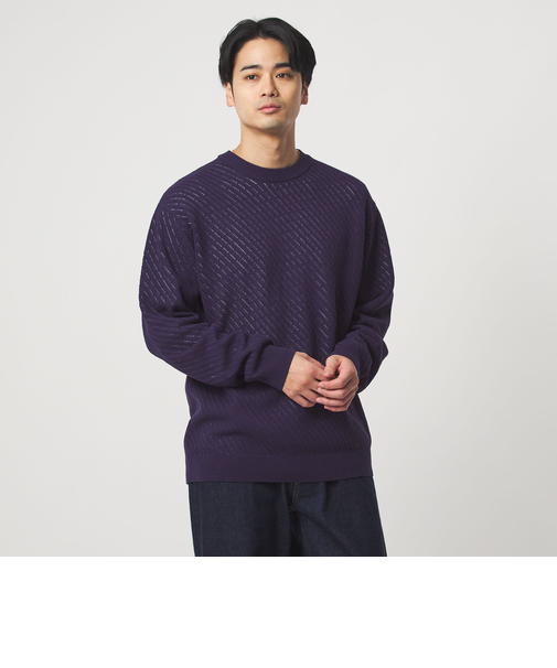 メッシュ レイヤード クルーネック ニット