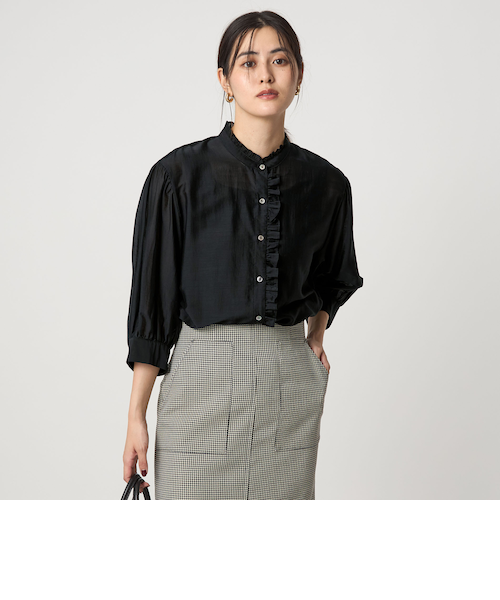 フロントネック フリル ブラウス｜グリーンレーベル リラクシングの