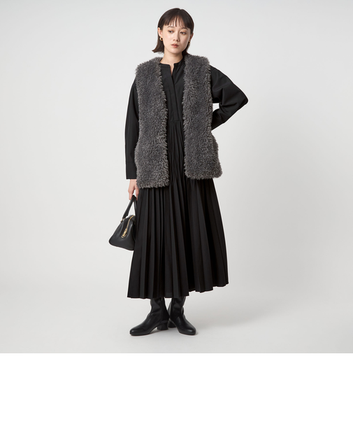 ［size SHORTあり］ワッシャー プリーツ ロングスリーブ ワンピース