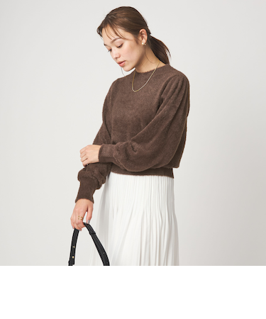 フラッフ フェザーヤーン ロングスリーブ ニット プルオーバー