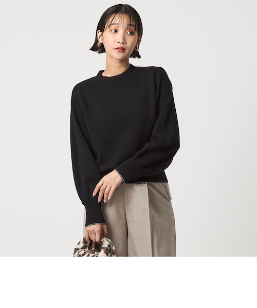 ウール スムース ボトルネック フォルム ニット プルオーバー