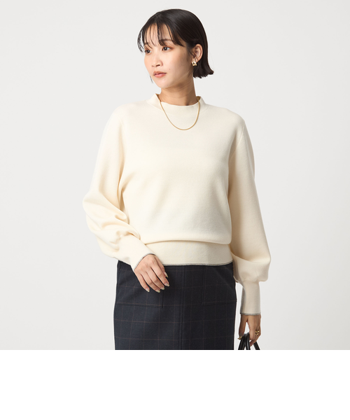 ウール スムース ボトルネック フォルム ニット プルオーバー