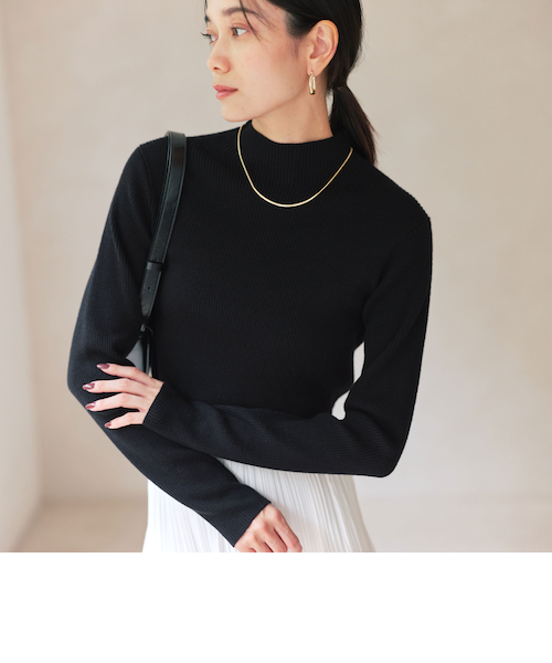 極美品 CFCL リブ ベルスリーブ ニット トップス 黒 洗濯可 ボトルネック 極美品 CFCL リブ ベルスリーブ ニット トップス 黒 洗濯可