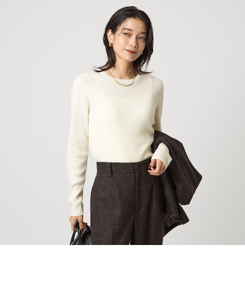 5×3リブクルーネックプルオーバー コットンシルクリブ クルーネックプルオーバー （カットソー