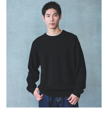 コットン アゼ クルーネック ニット