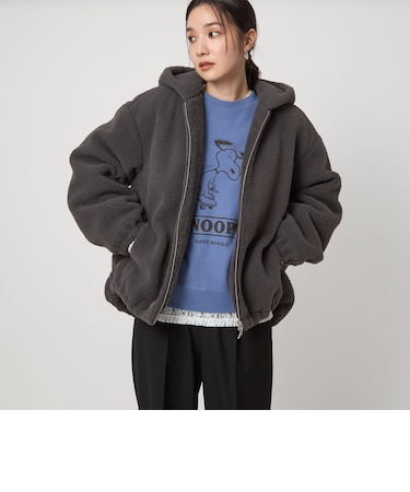 【WEB限定】＜at ease＞フェイクシープファー フード ブルゾン