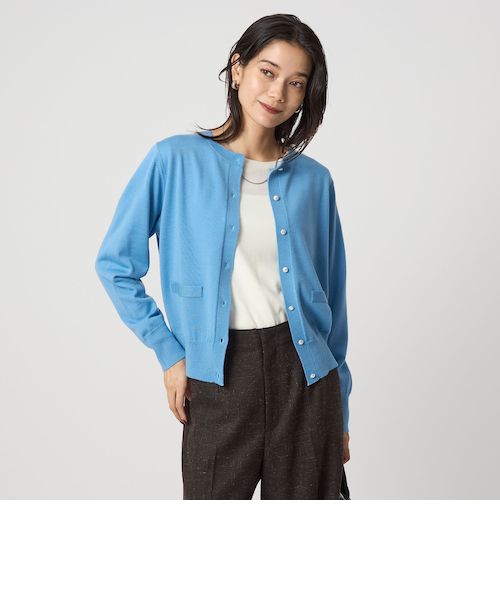 オールドイングランド クルーネック コットンカーディガン グリーン 36