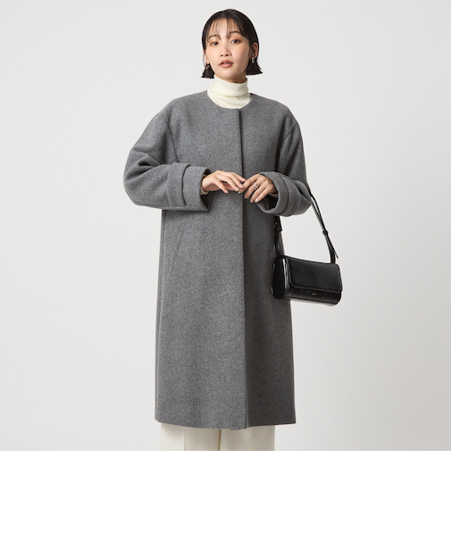 ［size SHORTあり］SENTDALE WOOL セントデールウール ノーカラー コート