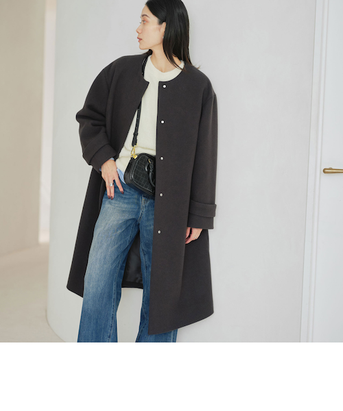 size SHORTあり］SENTDALE WOOL セントデールウール ノーカラー コート