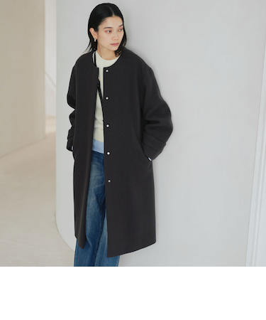 ［size SHORTあり］SENTDALE WOOL セントデールウール ノーカラー コート