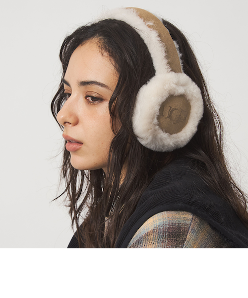 【美品】 正規品　UGG　イヤマフ　エンブロイダリー　ロゴ　チェスナット UGG＞ エンブロイダリー イヤマフ / イヤーマフ｜グリーン