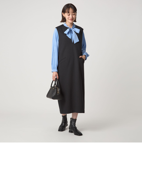 【新品未使用】カルゼ キーネック ジャンパースカート size SHORTあり］カルゼ キーネック ジャンパースカート｜グリーン