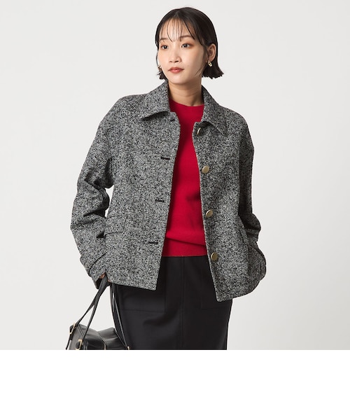 ヘリンボーン 襟付き ショート ジャケット コート｜グリーンレーベル