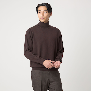 Super 120’s ハイゲージ タートルネック ニット