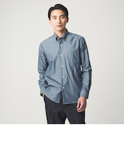 エブリット Cブラッシュド ヘリンボーン スナップ ボタンダウン シャツ -イージーアイロン・抗菌-