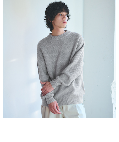 ハミルトンラム ワイドネック ニット｜グリーンレーベル リラクシング