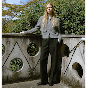 ヘアリー ニット ポロカーデイガン