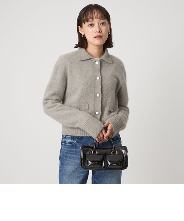 ヘアリー ニット ポロカーデイガン