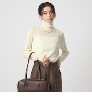 ウール フライス タートルネック カットソー オフホワイト ライトブルー ウォッシャブル