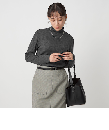 ウール フライス タートルネック カットソー ウォッシャブル