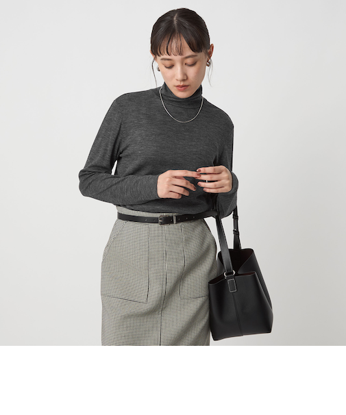 ウール フライス タートルネック カットソー ウォッシャブル