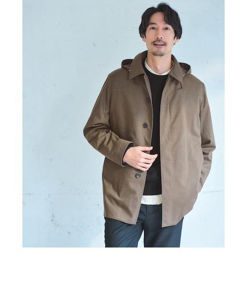 ルミレットウール TAION フード バルカラーコート -撥水-｜グリーン