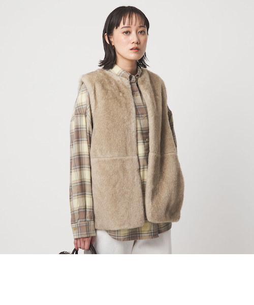 green label relaxing フェイクファー ベスト フェイクファー ベスト｜グリーンレーベル リラクシングの通販