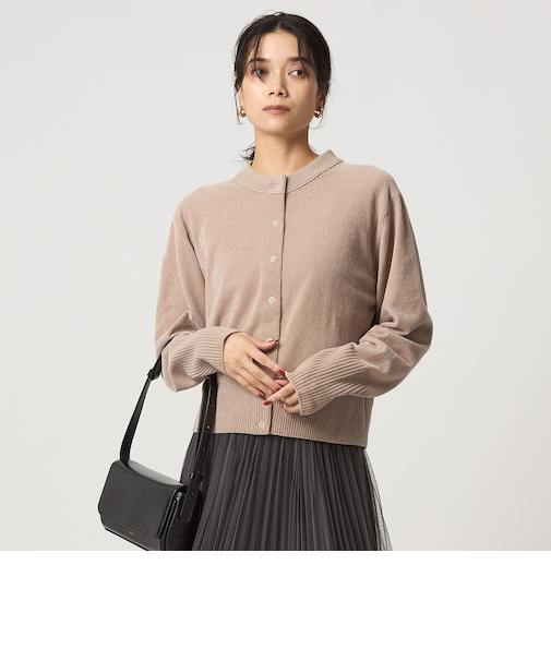 モールヤーン クルーネック カーディガン ウォッシャブル