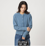 モールヤーン クルーネック カーディガン ウォッシャブル